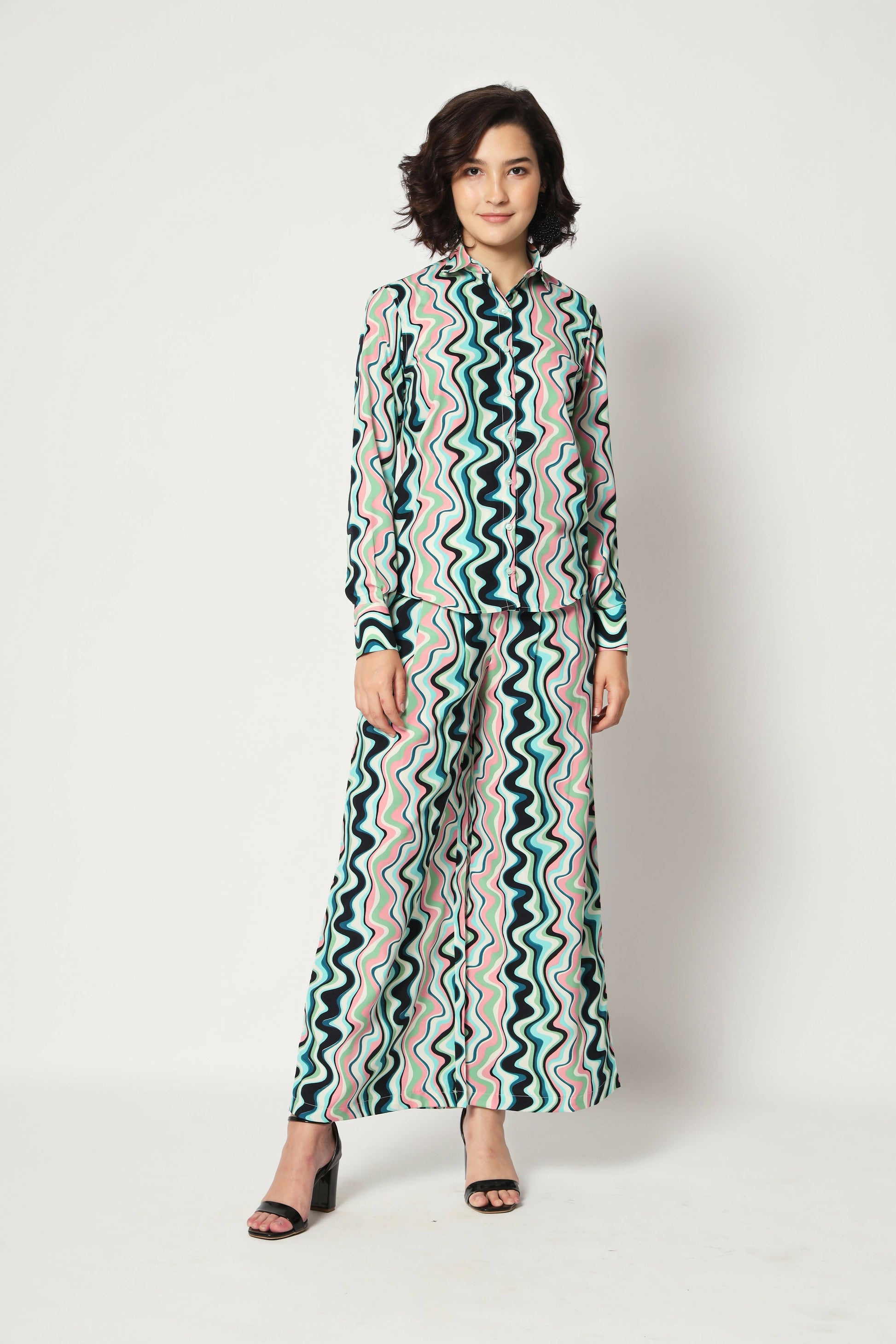 Light Blue Crepe Digital Printed Top With Matching Trouser - Shivani - Distacart