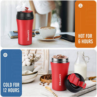 Thumbnail for Wosta Reusable Travel Spill Proof Coffee Mug with Lid and Straw Tumbler - 400ml (Red) - Distacart