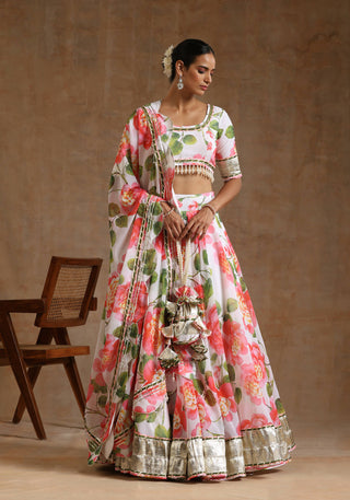 Pomcha Jaipur White Gul Noor Lehenga Set - Distacart