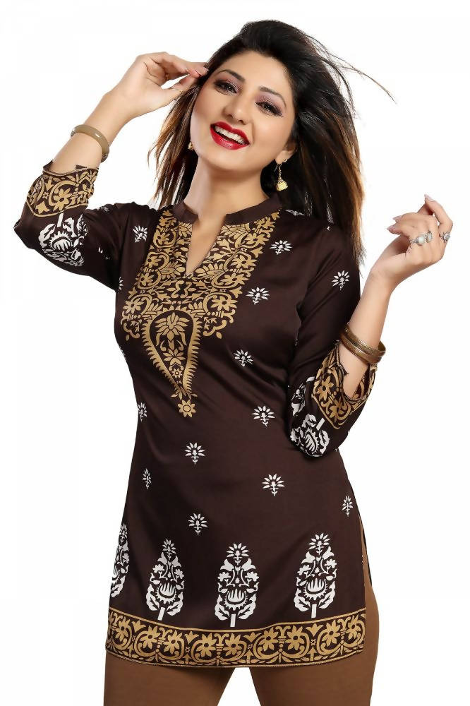 Snehal Creations Endearing Ethnicity Short Brown Tunic