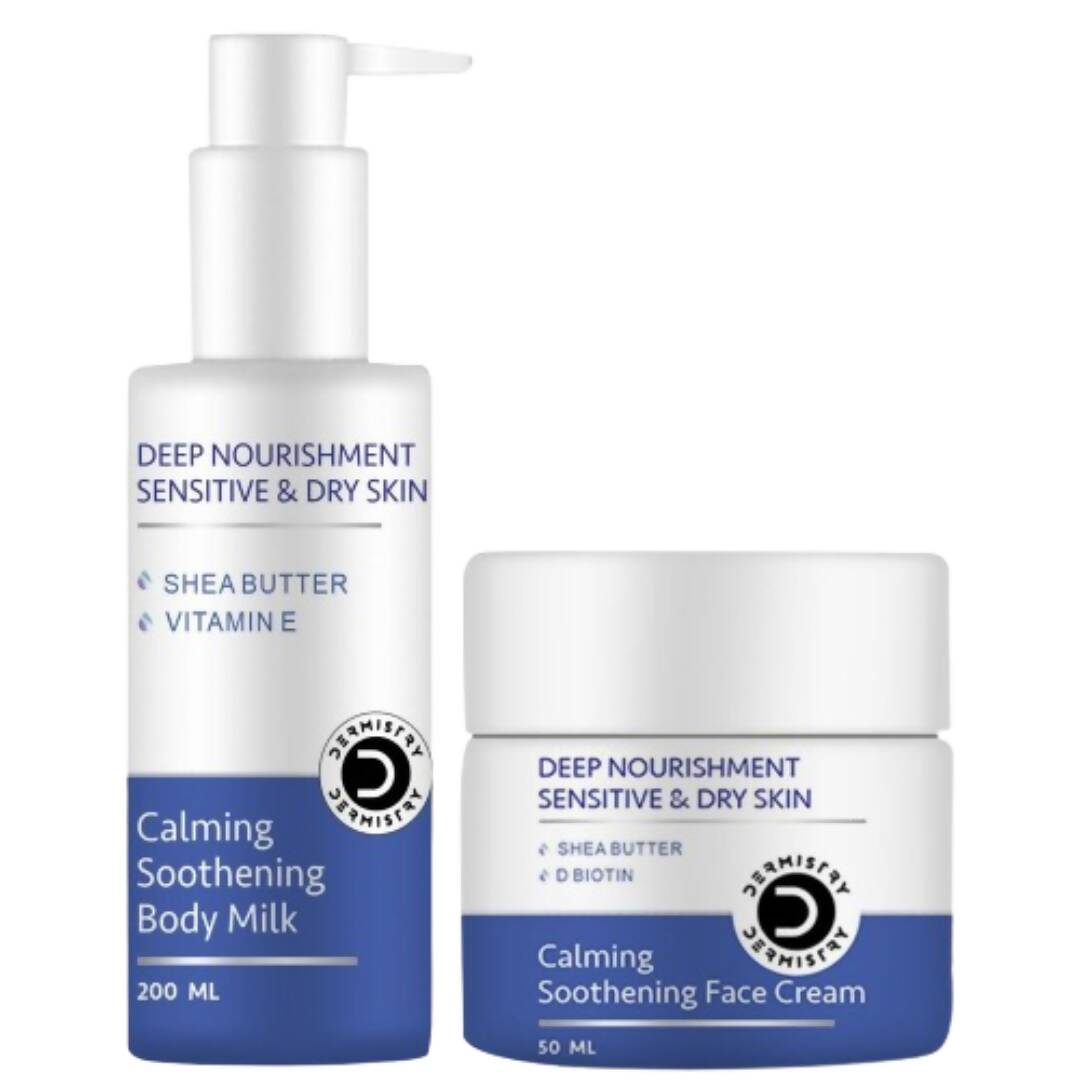 Dermistry Sensitive & Dry Skin Calming Body Milk Lotion & Calming Soothening Face Cream - Distacart