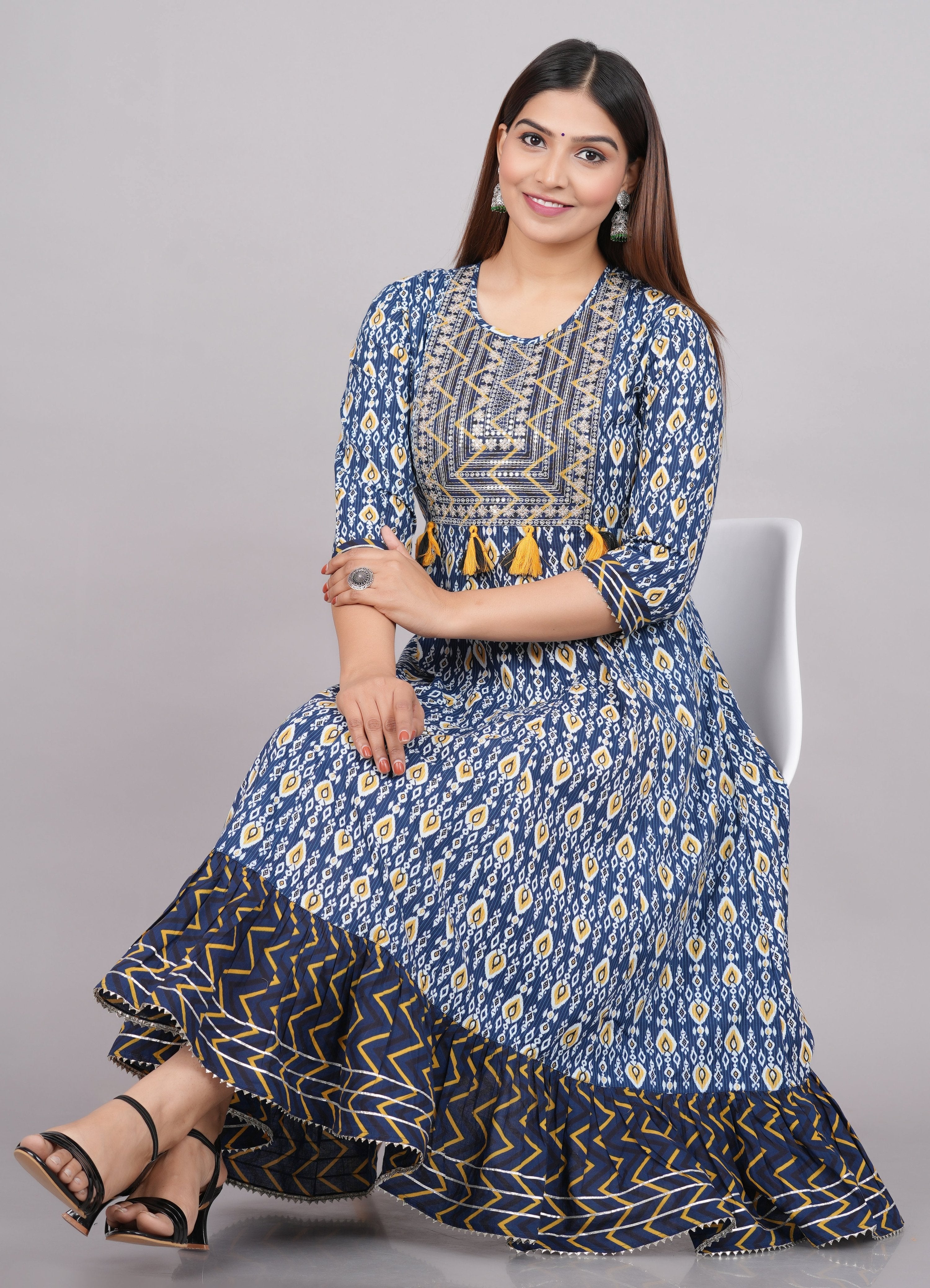 House of RP Women's NavyBlue Cotton Kurta & Dupatta Set - Distacart