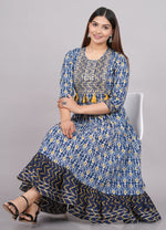 Thumbnail for House of RP Women's NavyBlue Cotton Kurta & Dupatta Set - Distacart