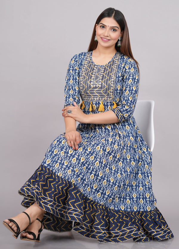 House of RP Women's NavyBlue Cotton Kurta & Dupatta Set - Distacart