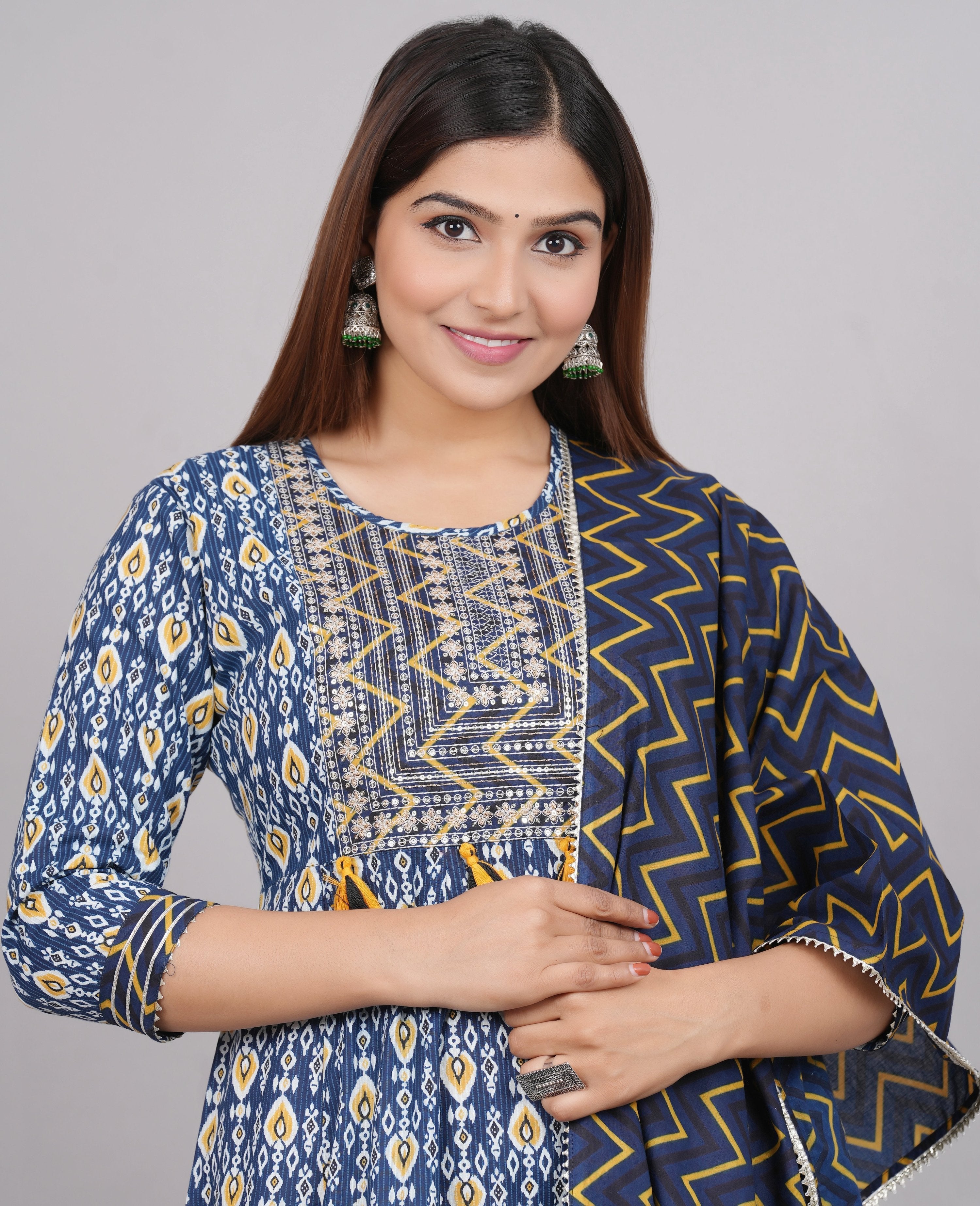 House of RP Women's NavyBlue Cotton Kurta & Dupatta Set - Distacart