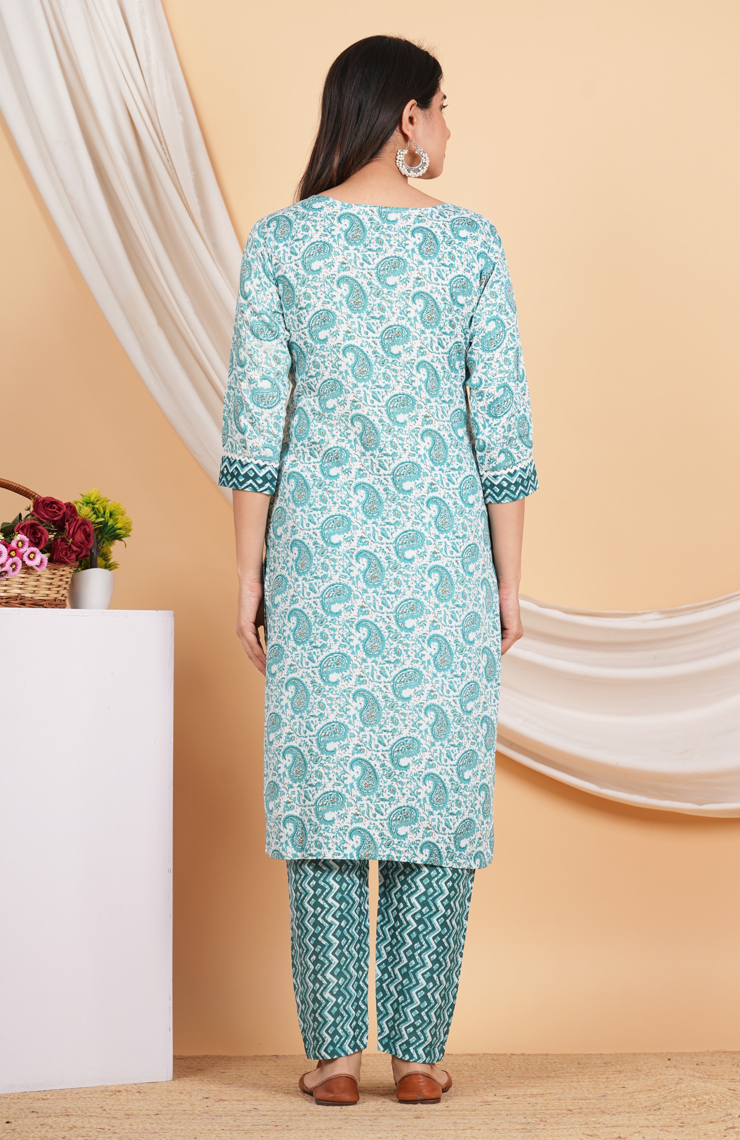 House of RP Women Green Rayon Ethnic Print Kurta & Pant Set - Distacart