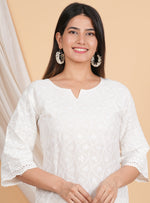 Thumbnail for House of RP Women Off-White Cotton Chicken Embroidered Kurta & Pant Set - Distacart