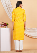 Thumbnail for House of RP Women Yellow Rayon Yoke Embroidered Kurta & Pant Set - Distacart