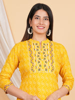 Thumbnail for House of RP Women Yellow Rayon Yoke Embroidered Kurta & Pant Set - Distacart