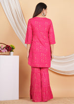 Thumbnail for House of RP Women Pink Rayon Embroidered with Printed Kurta & Sharara Set - Distacart