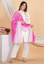 Thumbnail for House of RP Women White Rayon Embroidered Kurta, Pant & Dupatta Set - Distacart