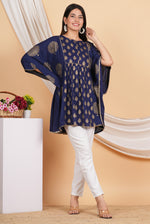 Thumbnail for House of RP Women NavyBlue Rayon Ethnic Print Kaftan - Distacart