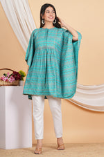Thumbnail for House of RP Women SkyBlue Rayon Ethnic Print Kaftan - Distacart