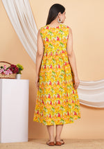 Thumbnail for House of RP Women Rayon Yellow Abstract Printed Dress - Distacart