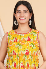 Thumbnail for House of RP Women Rayon Yellow Abstract Printed Dress - Distacart