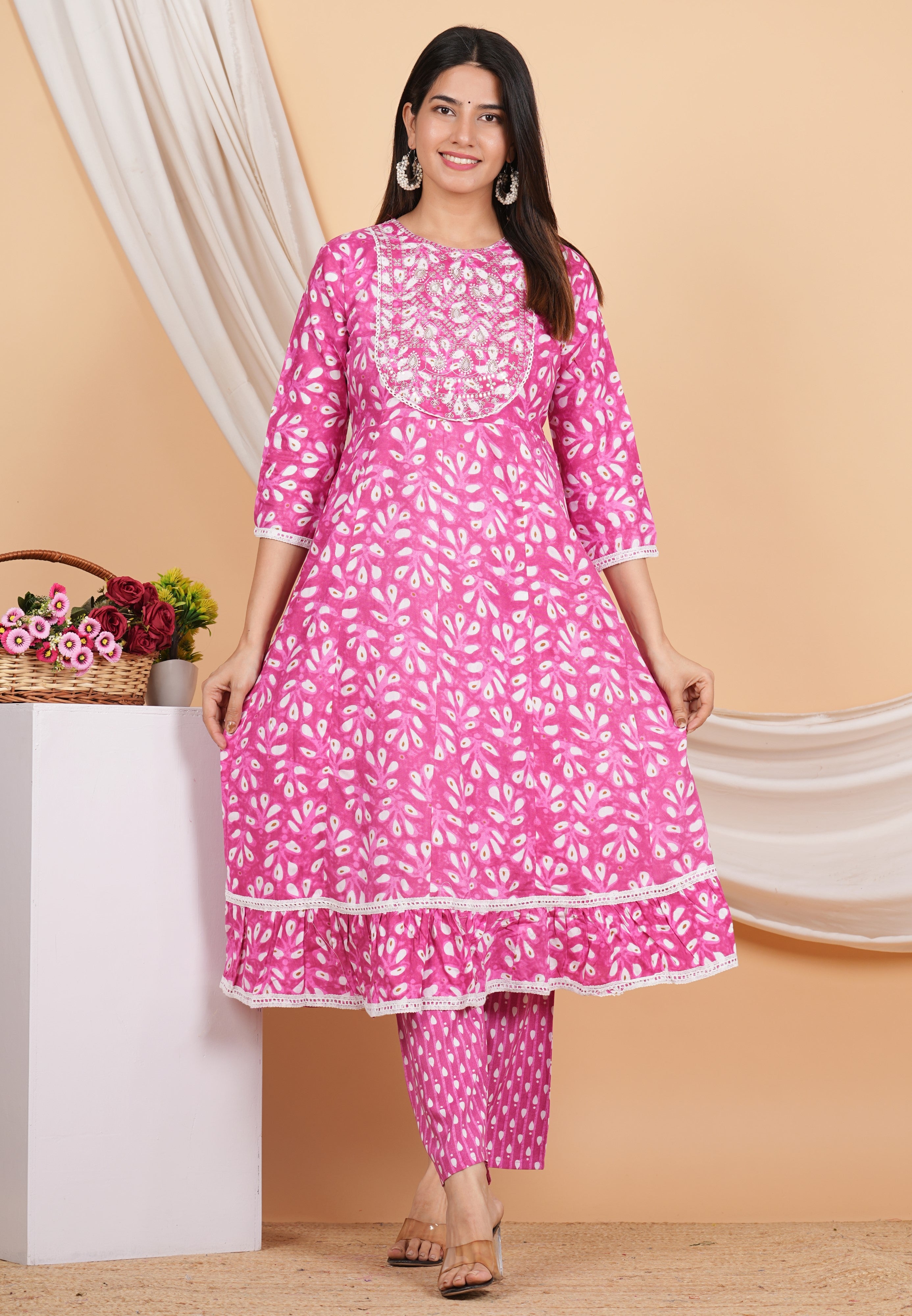 House of RP Women Rayon Cotton Floral Print Kurta ,Pant & Dupatta Set - Distacart