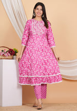 Thumbnail for House of RP Women Rayon Cotton Floral Print Kurta ,Pant & Dupatta Set - Distacart