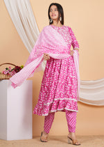 Thumbnail for House of RP Women Rayon Cotton Floral Print Kurta ,Pant & Dupatta Set - Distacart