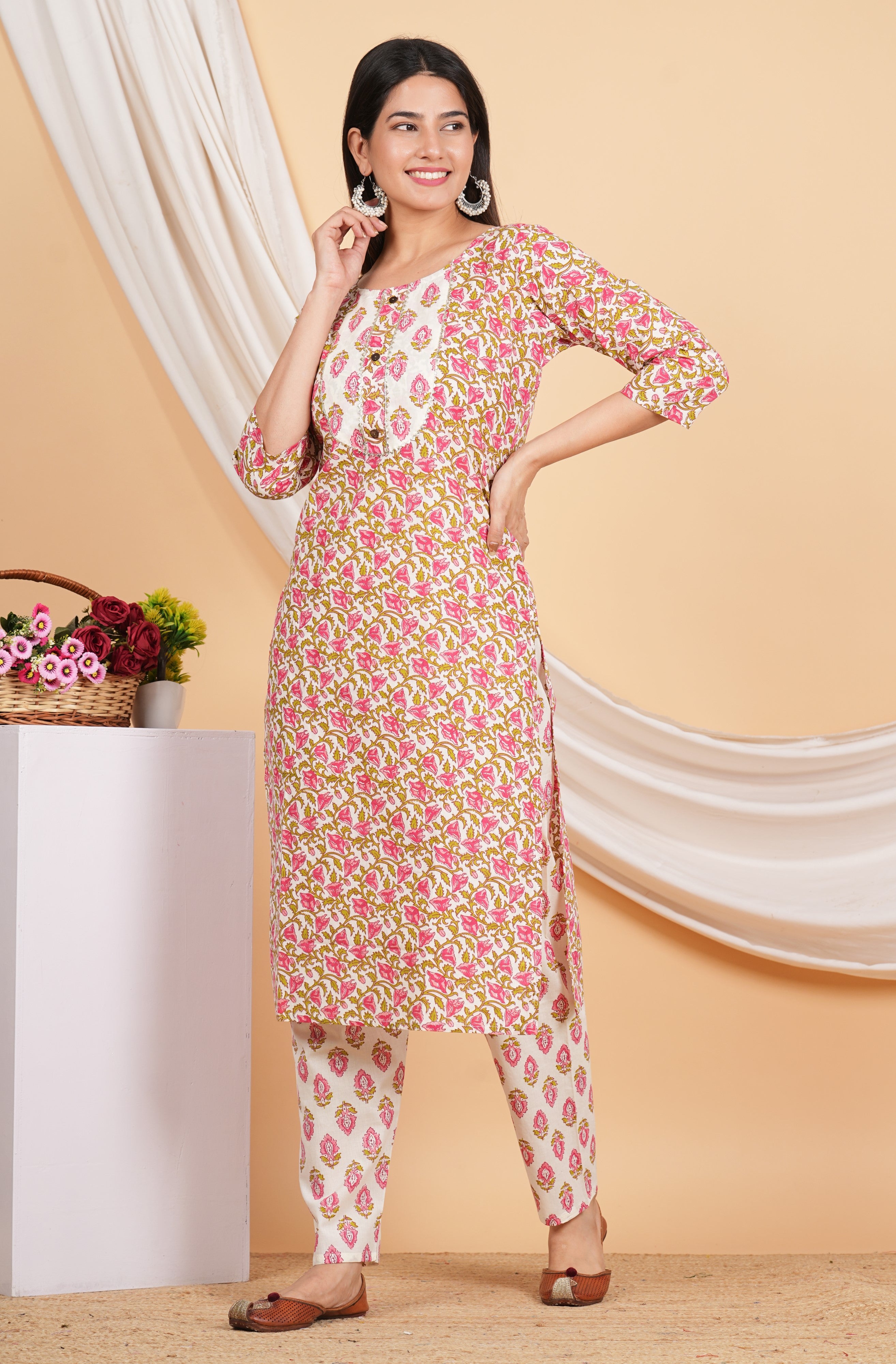 House of RP Women Rayon Floral Print Kurta & Pant Set - Distacart