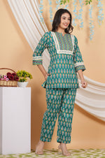 Thumbnail for House of RP Women Teal Cotton Kurta & Pant Set - Distacart
