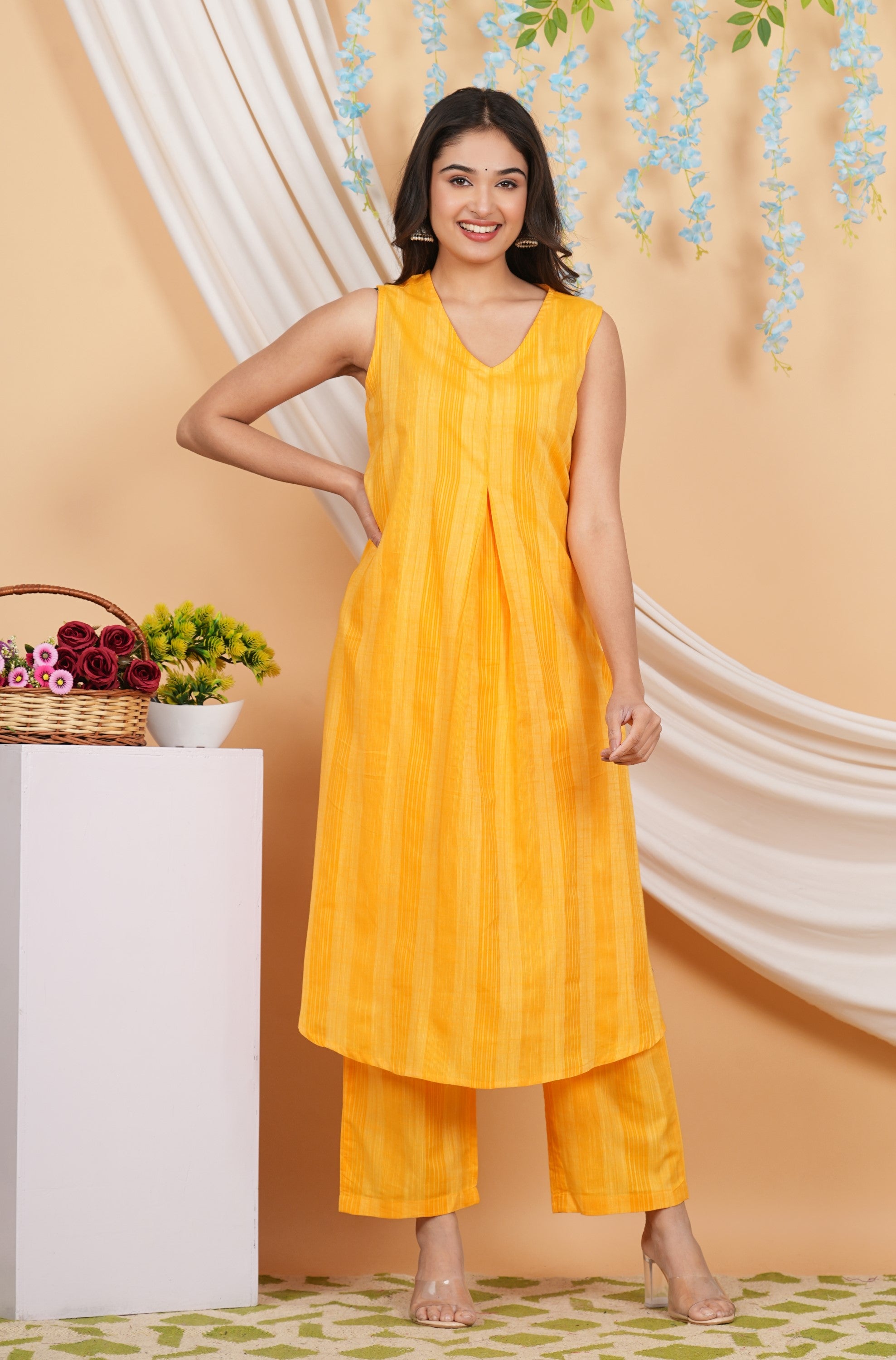 House of RP Women Orange Cotton Kurta & Pant Set - Distacart