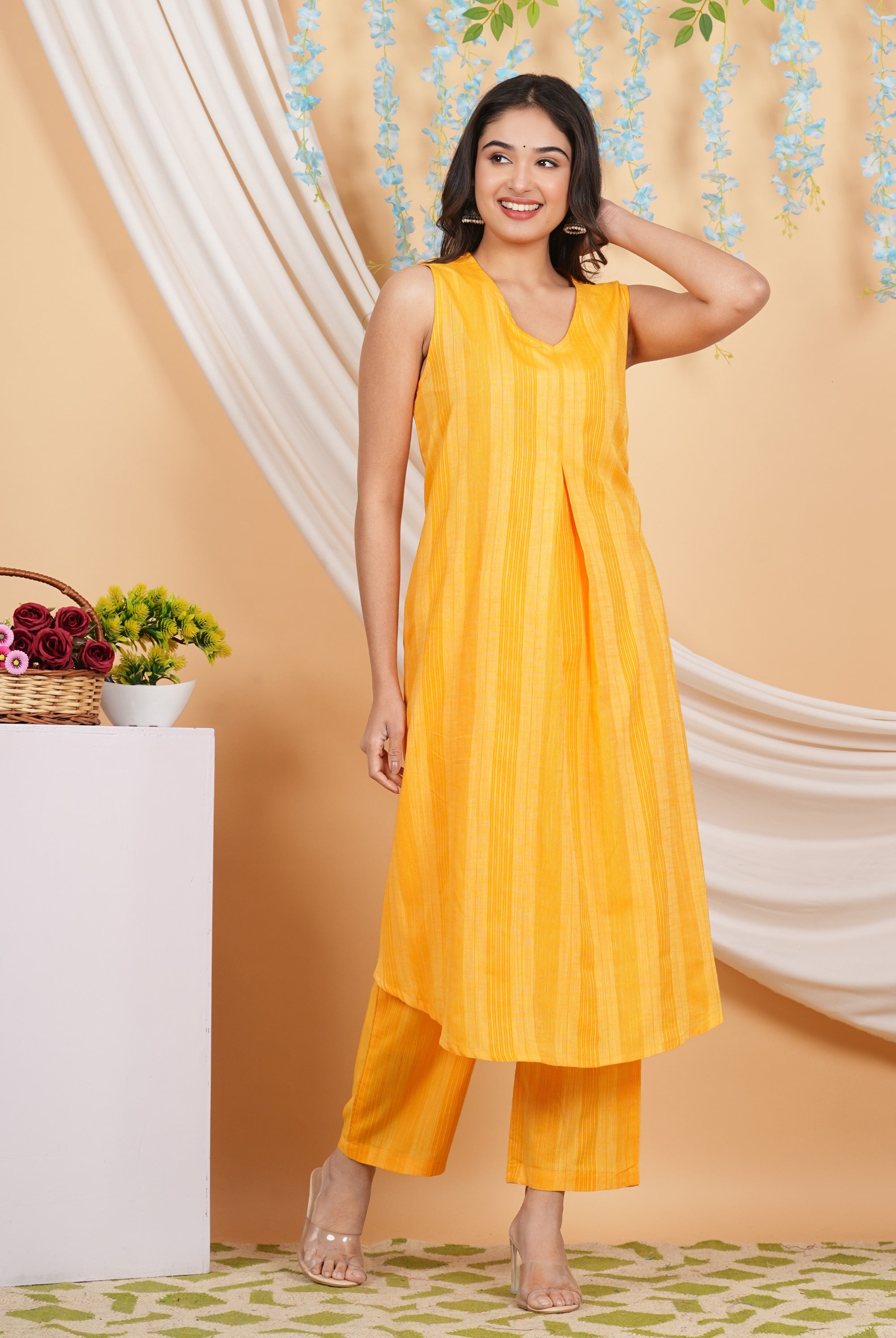 House of RP Women Orange Cotton Kurta & Pant Set - Distacart