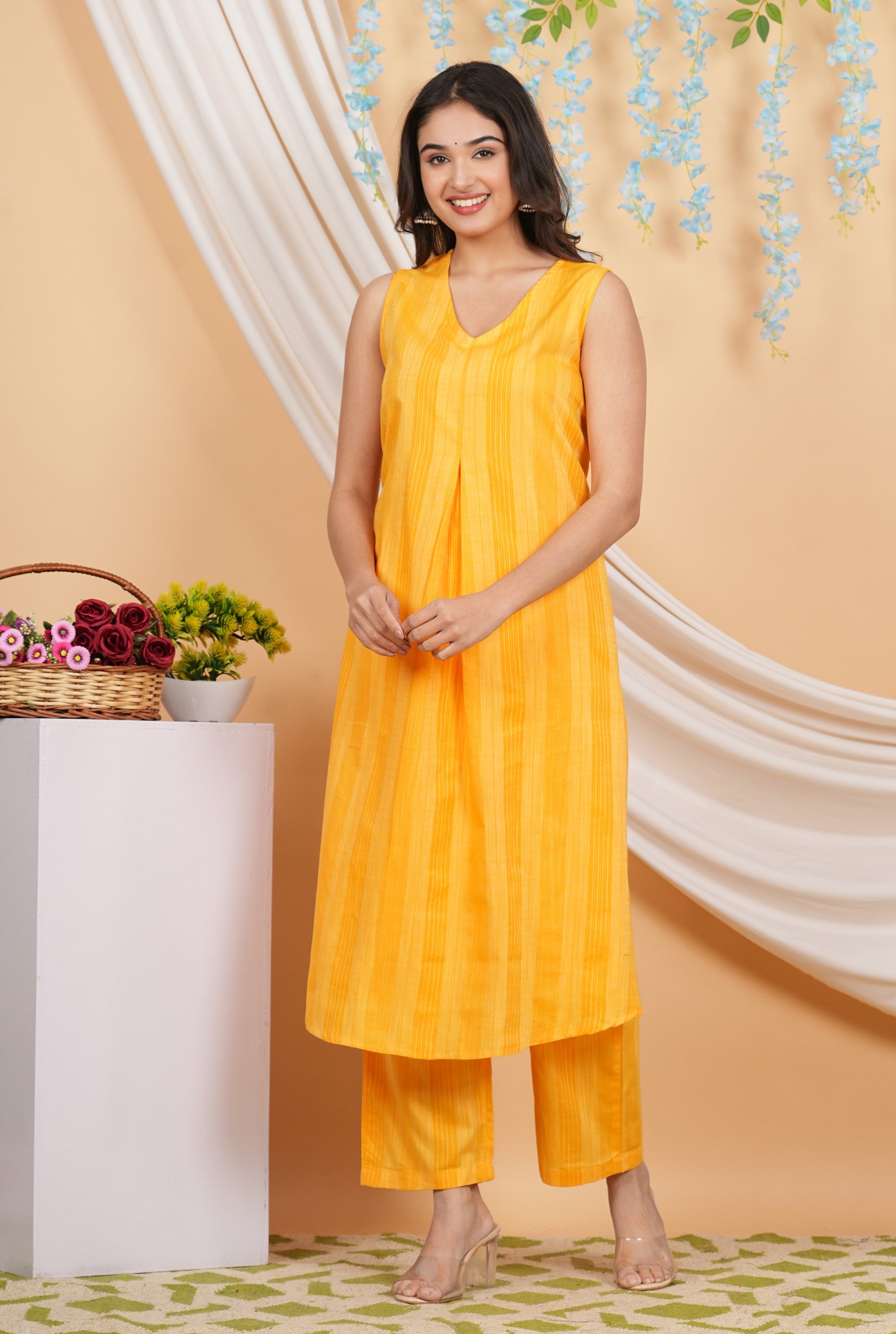 House of RP Women Orange Cotton Kurta & Pant Set - Distacart