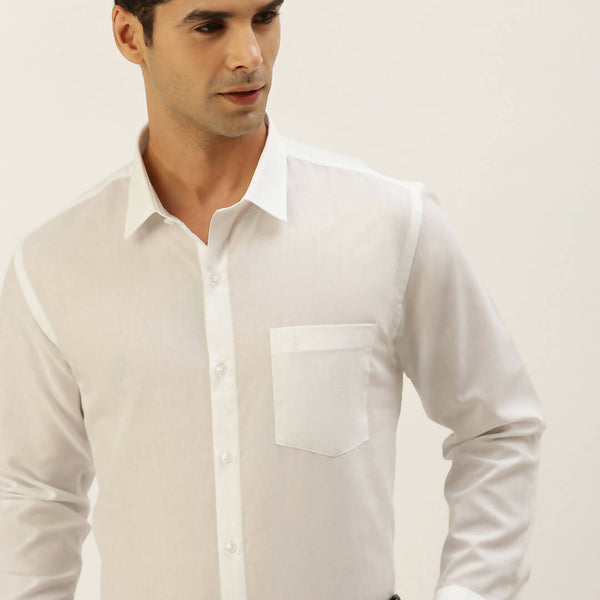 Ramraj Cotton Mens Full Sleeve White Shirt Plus Size - Minister Cotton - Distacart