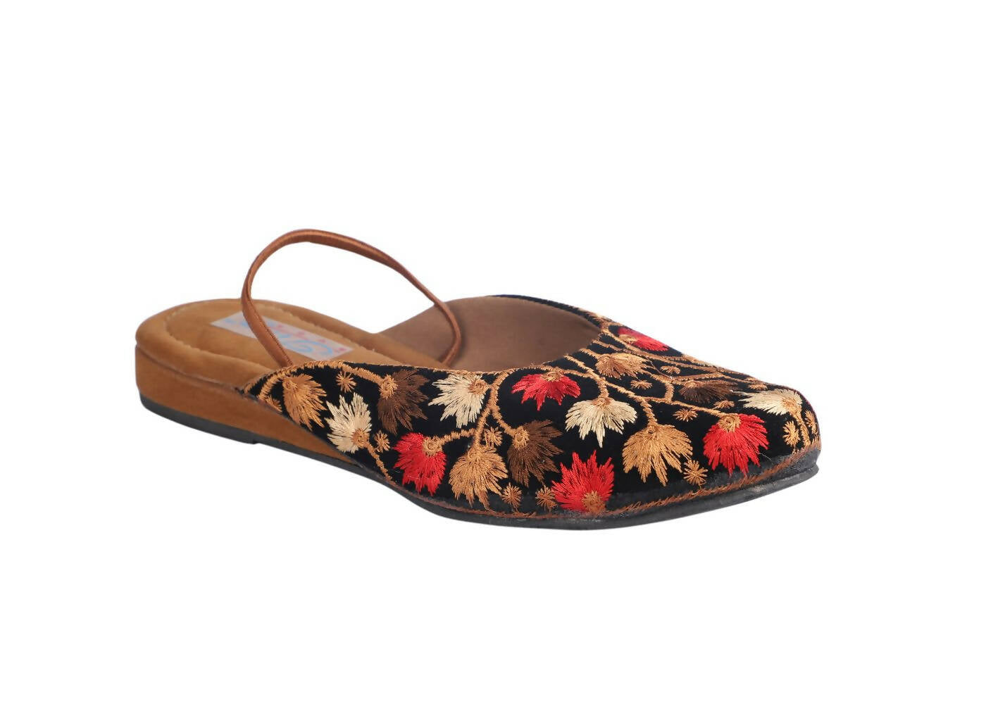 Tiny Bugs Girls Embroidered Strap Ethnic Mojaris - Black - Distacart