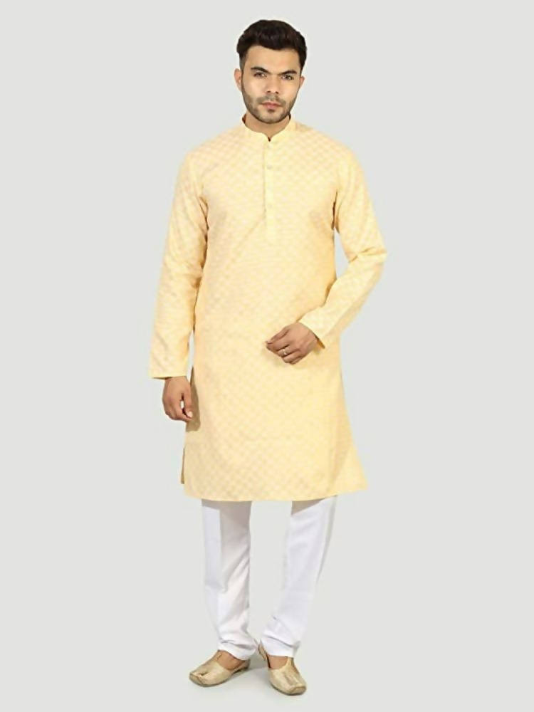 Uri And Mackenzie Mens Casual Cotton Blend kurta Pajama Set (Light Yellow) - Distacart