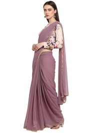 Thumbnail for Ahalyaa Women's Mauve Butta Georgette Ready to Wear Saree