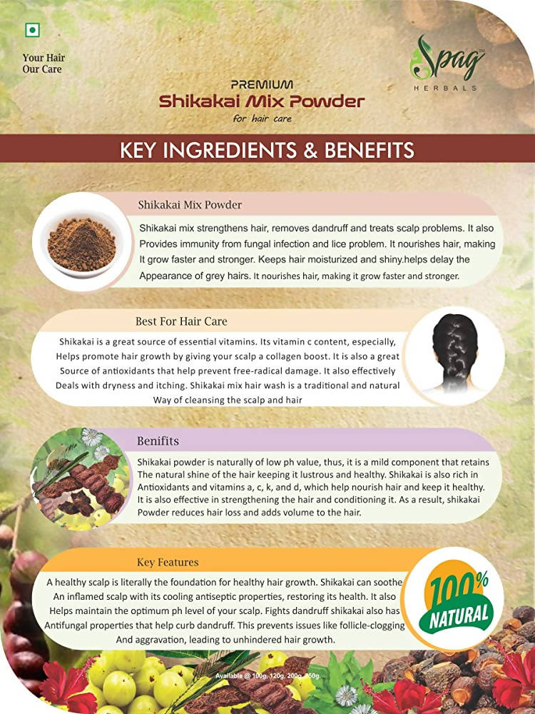 Spag Herbals Premium Shikakai Mix Powder - Distacart