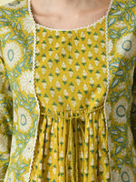Thumbnail for Myshka Women's Yellow Floral Printed Gown Dress - Distacart