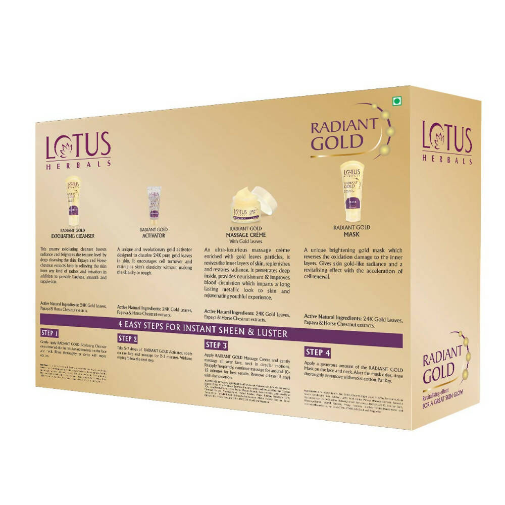 Lotus Herbals Radiant Gold Cellular Glow Facial Kit For All Skin Types - Distacart