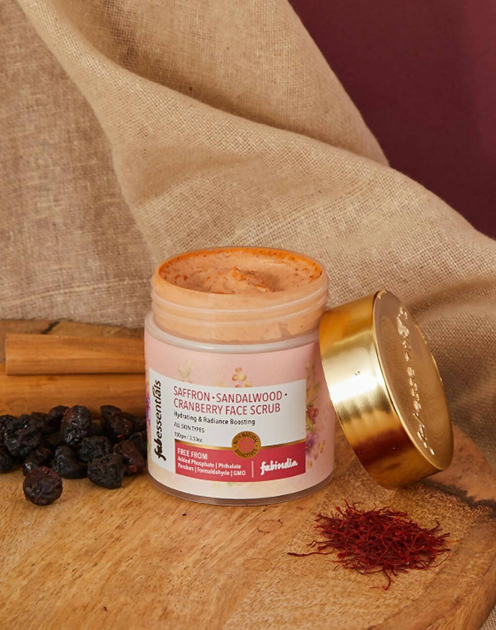 Fabessentials Saffron Sandalwood Cranberry Face Scrub - Distacart