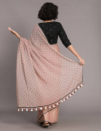 Thumbnail for Suta Brown Black Polka Dots Printed Pure Cotton Saree - Distacart