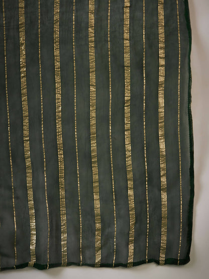 Green Georgette Handwork Unstitched Dress Material - Hanika - Distacart