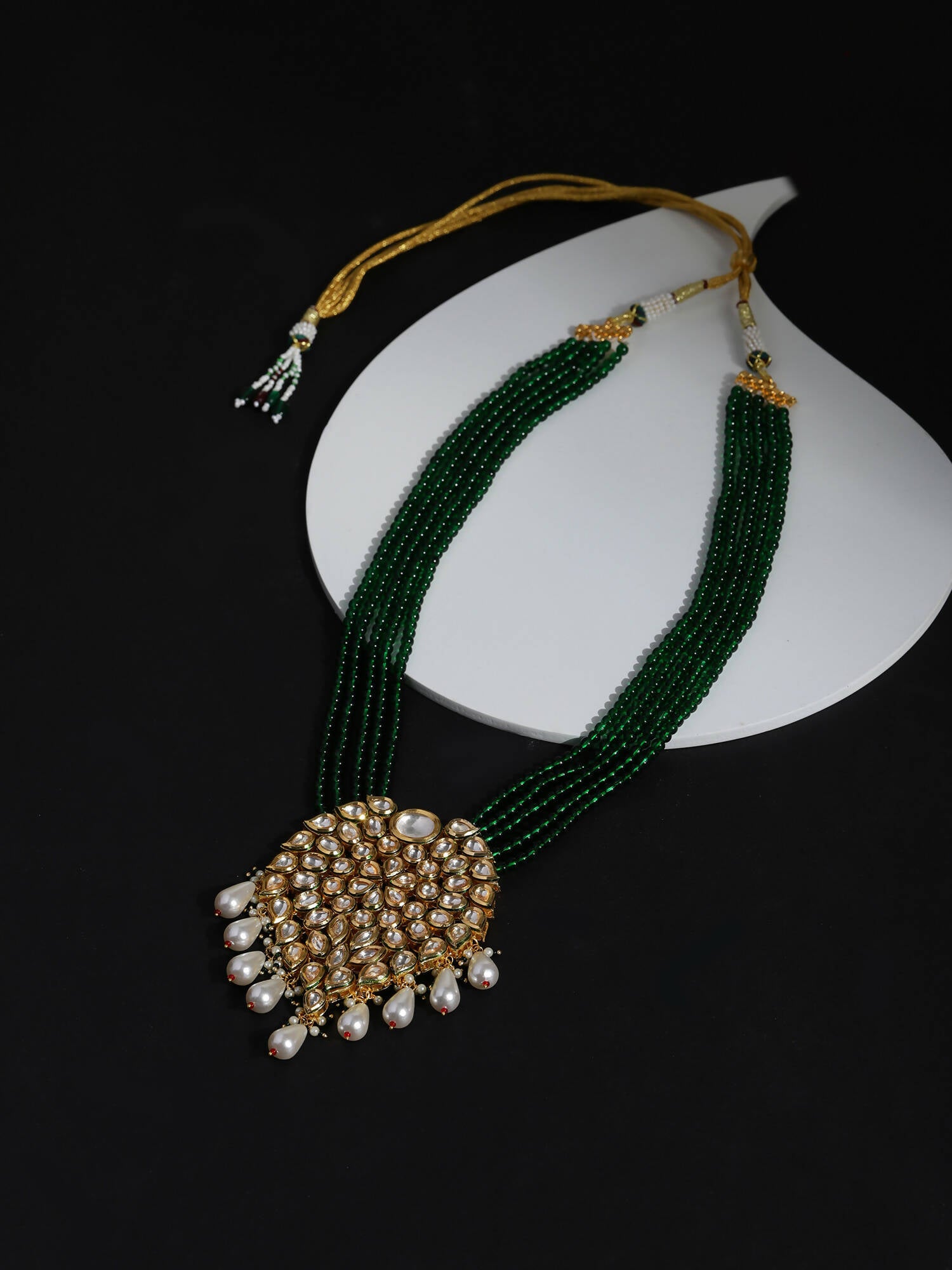 Gold-Toned Green Brass Gold-Plated Necklace - Ruby Raang - Distacart