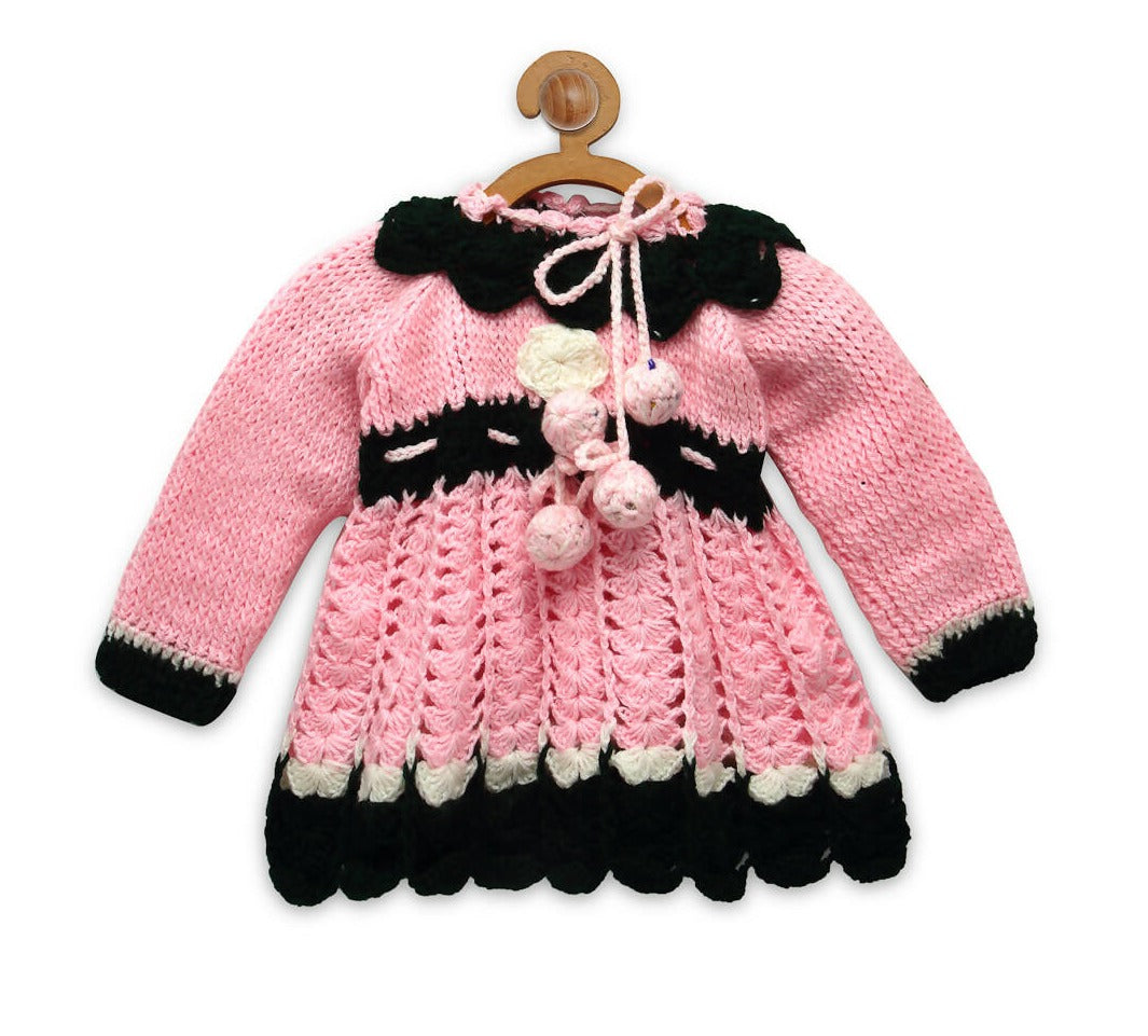 ChutPut Hand knitted Nora Wool Dress - Pink - Distacart