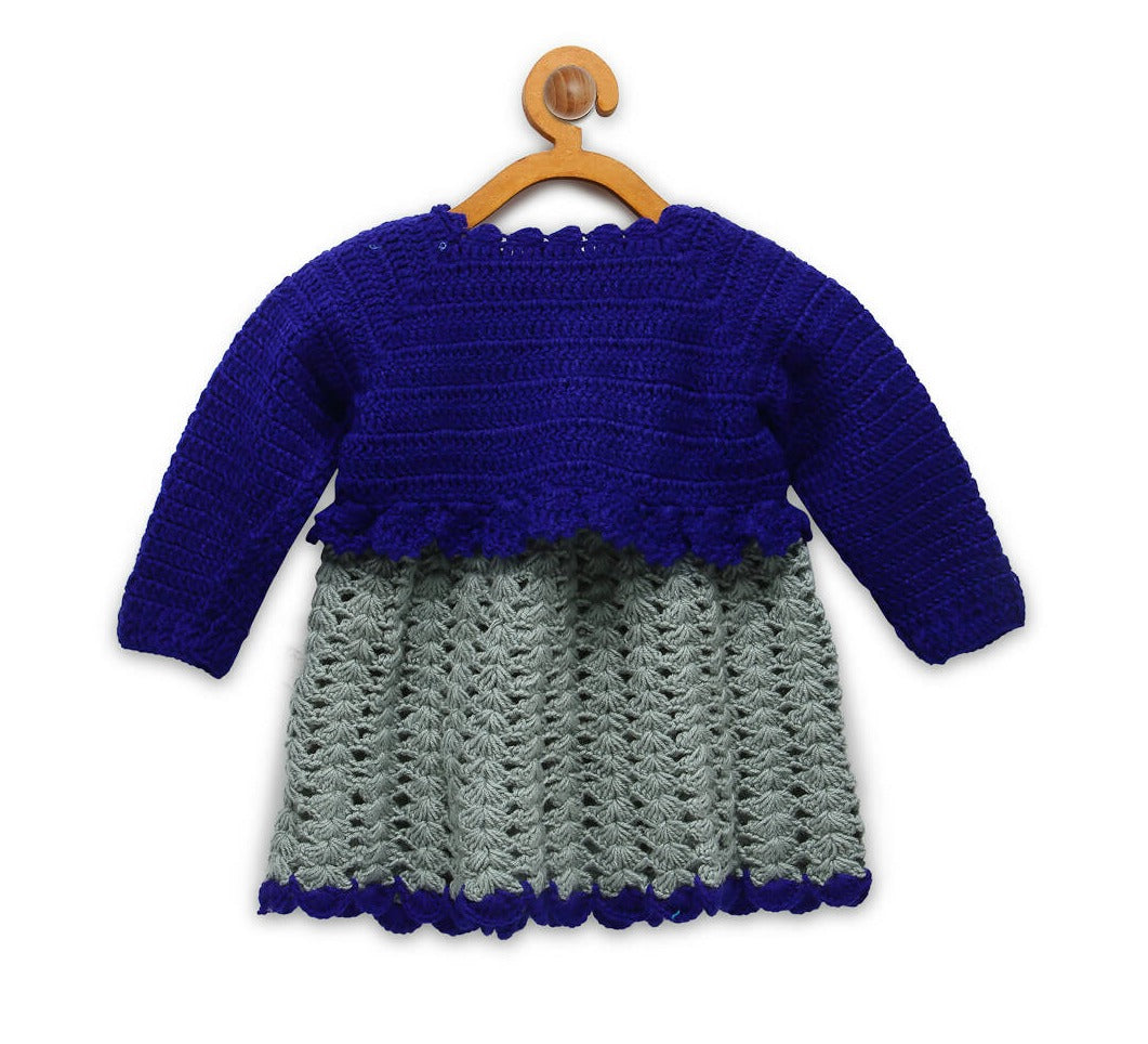 ChutPut Hand knitted Crochet Princess Wool Dress - Blue - Distacart