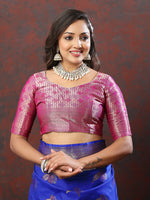 Thumbnail for Lorenvalley Fashion Blue Soft Silk Woven Design Zari Weaving Saree - Distacart