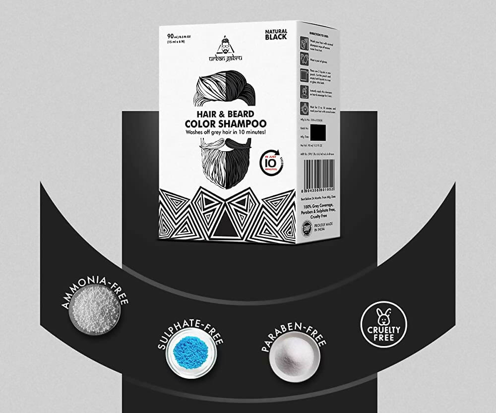 Urbangabru Hair & Beard Color Shampoo - Natural Black - Distacart