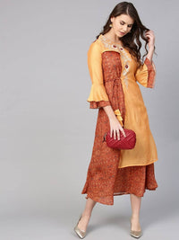 Thumbnail for Yufta Orange And Brown A-line dress