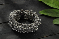 Thumbnail for Mominos Fashion Oxidised Silver-Plated Openable Bracelet with Ghungroo