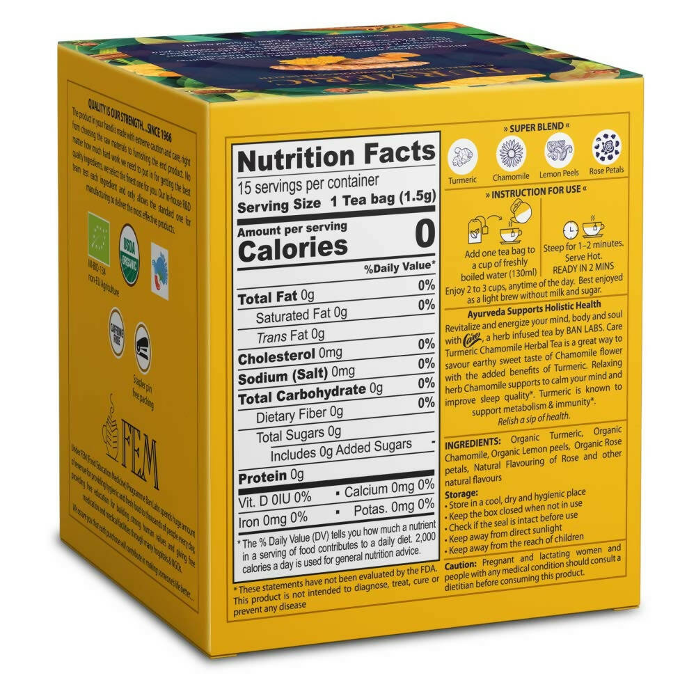 Care Turmeric Chamomile Herbal Tea Bags - Distacart