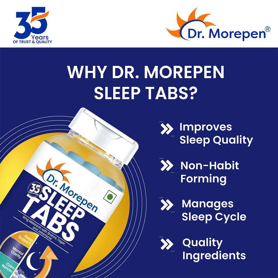Dr. Morepen Sleep Tabs Melatonin 5mg Sleeping Tablets - Distacart