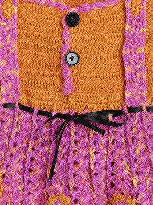 ChutPut Hand knitted Crochet Funky Wool Dress - Multi - Distacart