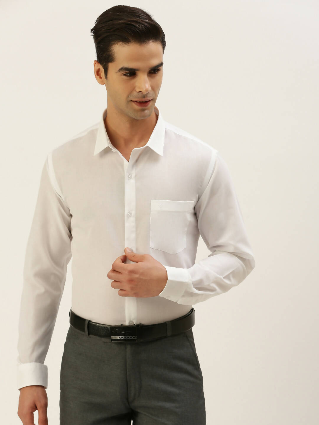 Ramraj Cotton Mens Full Sleeve Formal Poly Cotton White Shirt - Distacart