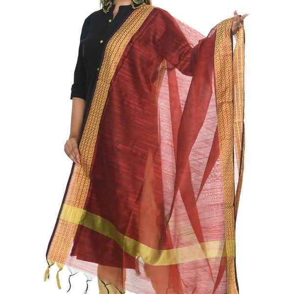 Mominos Fashion Maroon Handloom Cotton Dupatta