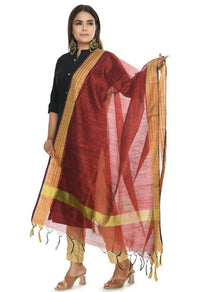 Thumbnail for Mominos Fashion Maroon Handloom Cotton Dupatta
